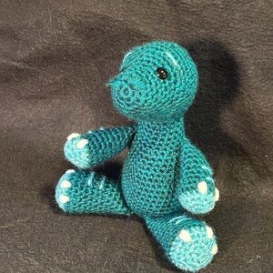 Handmade Crochet Teal Dinosaur Plush